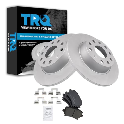 Image of TRQ Rear Brake Pad and Rotor Set Semi Metallic 272 mm Rotors Compatible with 2010 Volkswagen Golf To 11 /01 /09 Production Date 2011 GTI 2017 GTI