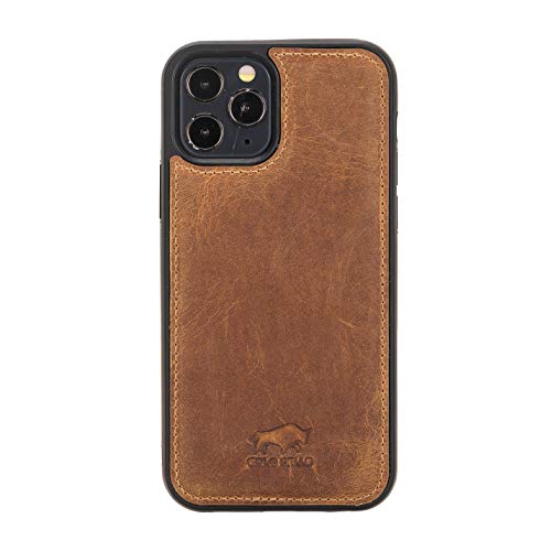 Solo Pelle Lederhülle für das iPhone 12 Pro Max in 6.7 Zoll Stanford Case Leder Hülle Ledertasche Backcover aus echtem Leder (Camel Braun) Cover