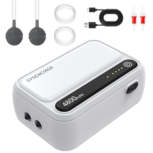 Image of Aquarium Air Pump Rechargeable Aerator for Bait Bucket, Portable Battery Powered Air Pump for Aquarium, Fish Tank Air Pump Bubbler Aerator for Outdoor Fishing