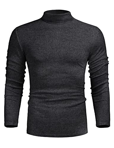 Image of Poriff Men's Casual Slim Fit Basic Tops Knitted Thermal Turtleneck Pullover Sweater