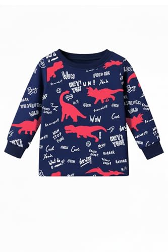 Image of Trampoline Boys Terry Loop T-Shirt & Trackpant Set | Soft & Warm Dinosaur Printed Co-ord for Boys