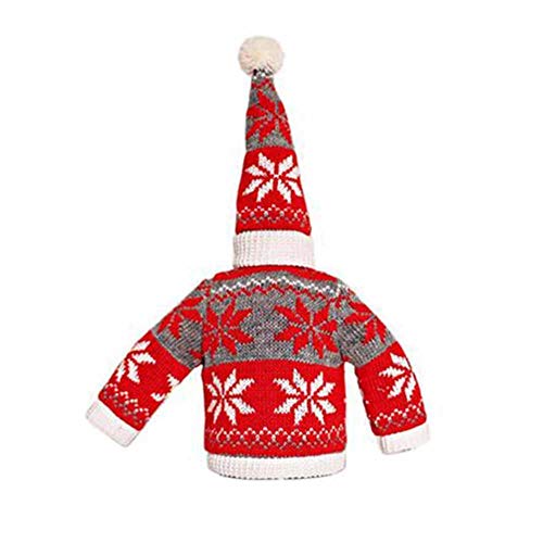 Doré Lank Pull de Noël et chapeaux Bouteille de Vin Housse Ensembles de décoration de fête D Cover