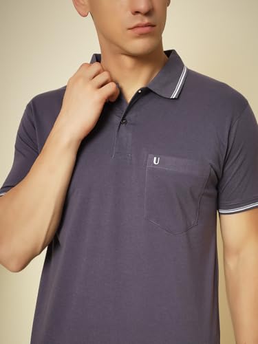 Image of UNIBERRY Men's Cotton Half Sleeves Solid Polo Neck T-shirt-MT4-BG 4XL