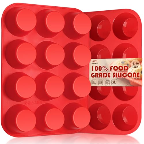 Image of HKNMTT 2Pcs Silicone Muffin Pans for Baking 12Cups BPA-Free Egg Bites Mold