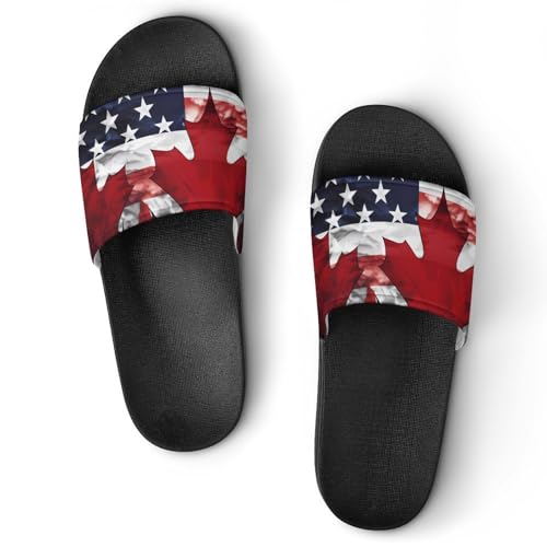 U.S. Flag And Canada Flag House Sandals Non-Slip Bathroom Slippers Beach Summer Shoes for Men Women