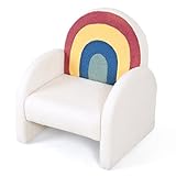 JOYMOR Kids Sofa, Toddler Armchair with Full Teddy Fleece Coverage, Ultra-Soft & Plush, Sturdy Base for Boys and Girls, Rainbow