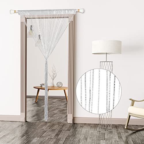 Youyijia Bead String Curtains - Hanging Beaded Curtain, 100 x 200cm Door Fly Screen, Bedroom Window Room Divider, Wedding Decoration, White - Image 2