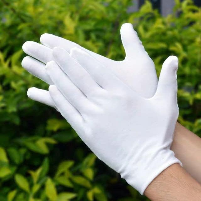 Hands Care Cotton Gloves for Dry Work, White Soft Gloves for Daily Work, Pack of 12