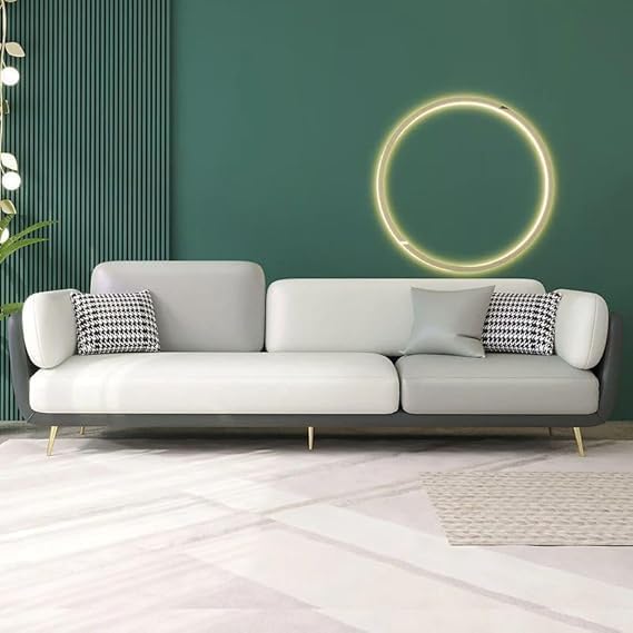 Luxury & Modern Velvet Comfortable Sofa with Cushion Chaise Lounge Sectional Sofa Ideal for Living Room and Bedroom, Visitors' Home, and Office-(4 Seater Grey & Beige).-image-14