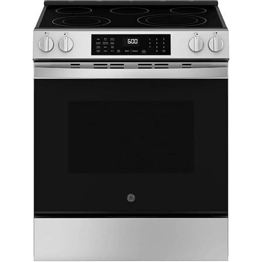 GE 30 in. 5 Burner Element Smart Slide-in Electric Convection Range in Stainless w/EasyWash Oven Tray & No-Preheat Air Fry