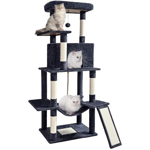 Torre para Gatos Interior 63in Multinivel Gris Oscuro miniatura 1