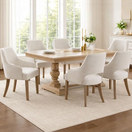 DM Furniture Linen Dining Chairs Set of 4 Upholstered...