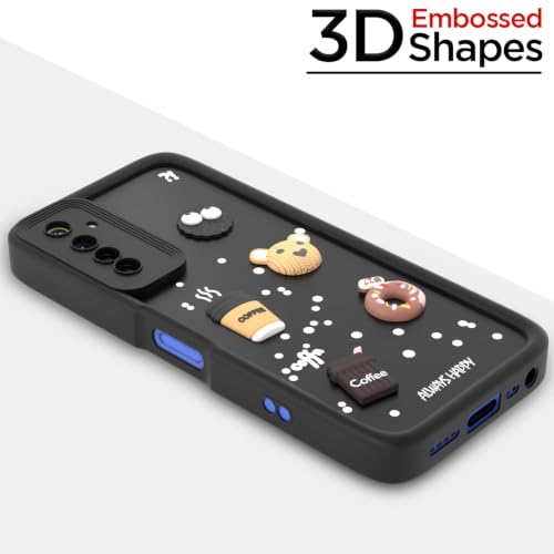Image of Bintage Cute Fun Ball | Taddy Cartoon 3D Smiley Coffee Cup | Milk Donut | Full Camera Protection Back Cover Compatible for Realme RMX2061 / Realme 6Pro - Black