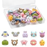 30 Stück Lustige Tier-Pinnnadeln, 10 Muster Niedliche Lustige Tier-Pinnnadeln Mini Dekorative Reißzwecken für Korktafeln, Wände, Pinnwände, Whiteboards Niedliche Tiere Kunststoff Stecknadeln
