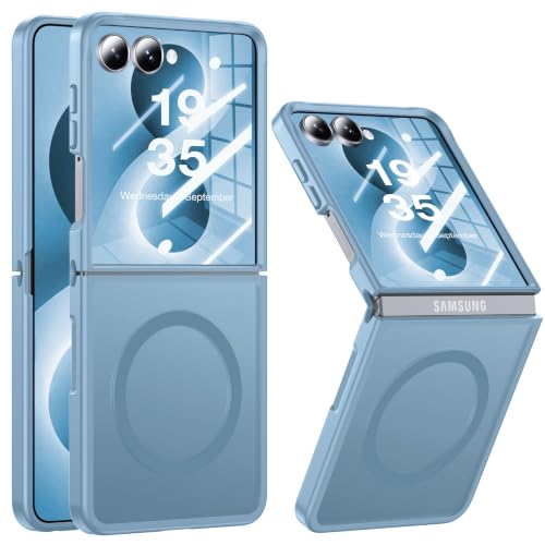 Image of NO.1 Magnetic for Samsung Galaxy Z Flip 8 Case with MagSafe | [Military Grade Drop Tested][Translucent Matte][Anti-Fingerprint] Soft Silicone Bumper for Samsung Flip 8 Case Slim,Sky Blue