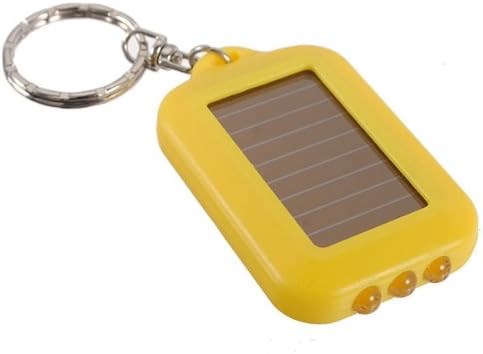 Yellow 3 LED Solar Panel Energy Flashlight Torch Lamp Keychain
