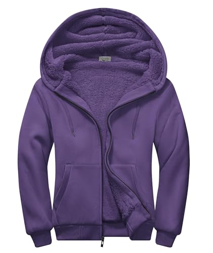 Image of SWISSWELL Men Zip Up Hoodies Sherpa Lined Jacket Heavyweight Fleece Sweatshirt Winter Warm Hooded Coat