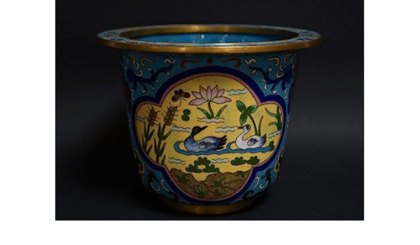 明治期 銅製七宝 金線象嵌『祥瑞文』鉢 飾り鉢