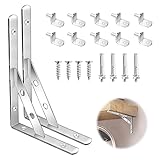 Regalwinkel 2 Stück Metall Regalhalterung, 90 Grad Winkel Silber Regalträger mit Schrauben und L-Form Regalbodenträger, Schwerlast Edelstahl Regalwinkel für Bücherregal Gärten Küche (200 * 135mm)