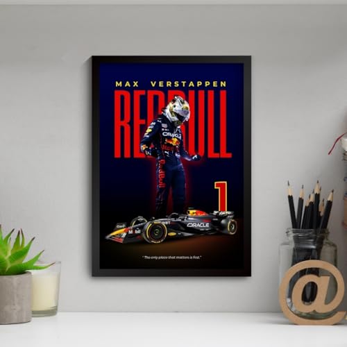Image of Max Verstappen Poster Redbull F1 Poster | Framed Red Bull F1 Car A4 Sized (31 x 23 cm) | Max Verstappen Frame | Redbull Car Posters for Wall, Gift for Boys, Formula 1 Frames | Formula 1 Framed (F 004)