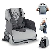 Mobiclinic® kids, Seggiolino portatile bambini, Seggiolone da viaggio, Monkey, 6 a 36 mesi, Fino 15kg, Pieghevole, Imbracatura regolabile 5 punti, Con portaoggetti, Grigio