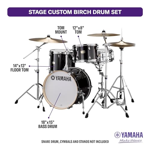 Image of Yamaha Stage Custom Birch 3pc Bop Drum Shell Pack - 18 inch Kick, Raven Black