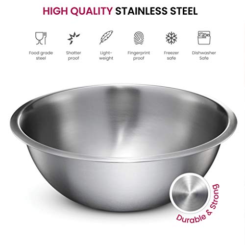 FineDine Stainless Steel Mixing Bowls (Set of 5) Stainless Steel Mixing Bowl Set - Easy To Clean, Nesting Bowls for Space Saving Storage, Great for Cooking, Baking, Prepping by FineDine - Image 5