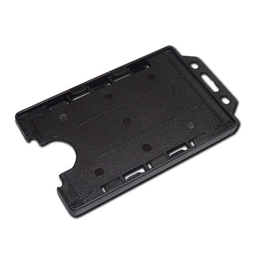 Identity-Plus: Black Rigid Open Faced Double/Dual Sided Portrait ID Card Badge Pass Holder (50)