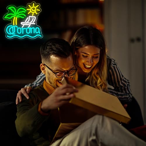 Image of Palm Tree Neon Sign for Wall Decor Beer Neon Light for Man Cave Bar LED Light Up Sign for Home Bar Club Restaurant Summer Beach Party Birthday Gift Christmas Art Size 13.3 * 12.5In(ZYLD284)