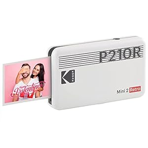 Kodak Mini 2 retro draagbare fotoprinter voor iOS en Android, Bluetooth – wit – 8 vellen (54 x 86 mm, 4-pass-technologie…
