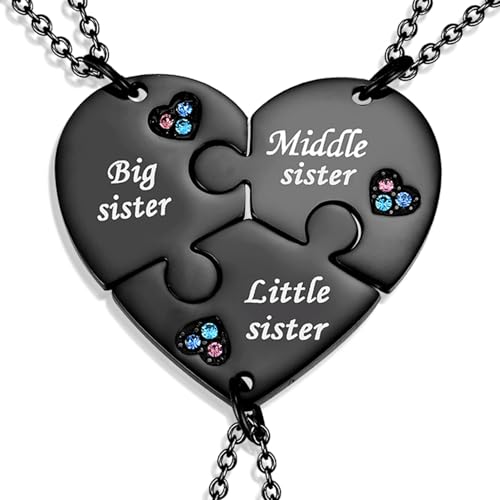 Yonhon Sister Necklace Stainless Steel Matching Keychain for 3