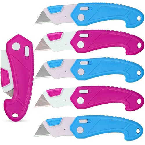 Image of Lightweight Strong ABS Plastic Folding Utility Box Cutter (Bright Pink /Blue, 6)