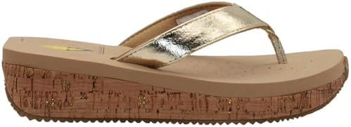 VOLATILE Women's Thong Wedge Sandal, Gold, 7 | Image 2