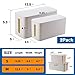 Cable Management Box Organizer, Pack of 2 Wire Concealer to Cover Hide Surge Protector & Power Strip on Desk Floor, with 5 Cord Fastening Tapes for Office, Home, Kitchen (Ice White)