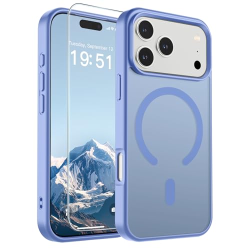 Image of SUPFINE Magnetic for iPhone 17 Pro Case (Compatible with MagSafe)(Military Grade Drop Protection) Translucent Matte Shockproof with Anti-Fingerprint Phone Cover 2025,Blue Purple