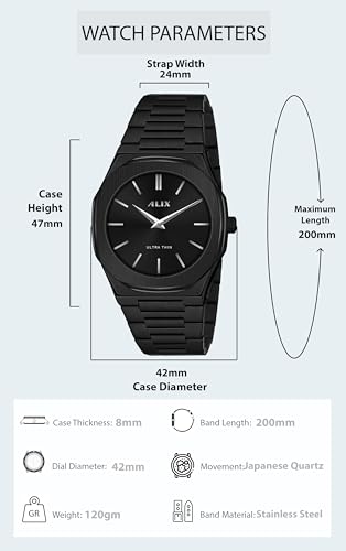 Image of ALIX AL2912 Round Dial Stainless Steel Bracelet Band Water Resistant Wrist Analog Watch for Man