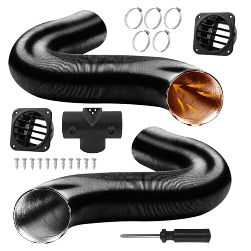 BANKKY 75mm Set de Accesorios para Calefacción Diesel: Incluye Conector T, Manguera de Aire Caliente, Boquillas, Abrazaderas, Tornillos y Destornillador. Ideal para Furgoneta Camper y Autocaravana