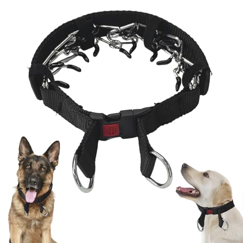 Collar de entrenamiento para perros, acero inoxidable con tapa de goma suave, ajustable con hebilla de liberación rápida (L)