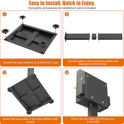 Image of Suggestion Box with Stand,Black Donation Boxes for Fundraising,Heavy Duty Metal Floor Standing Ballot Box with Lock and Keys,Ideal for Voting, Donation and Church Election