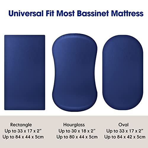 Buryeah 4 Pack Bassinet Sheets For Baby Boy Microfiber Soft Bassinet Fitted Sheets Crib Bassinet Mattress Cover For Cradle Oval Rectangle Hourglass Bassinet Mattress Pad, White Gray Navy Blue Sky Blue #TOP1