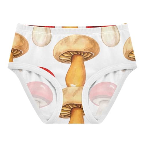 Girls Underwear Toddlers 2t Cotton Little Girl Panties Aesthetic Briefs Kids Undies Watercolor Mushrooms White