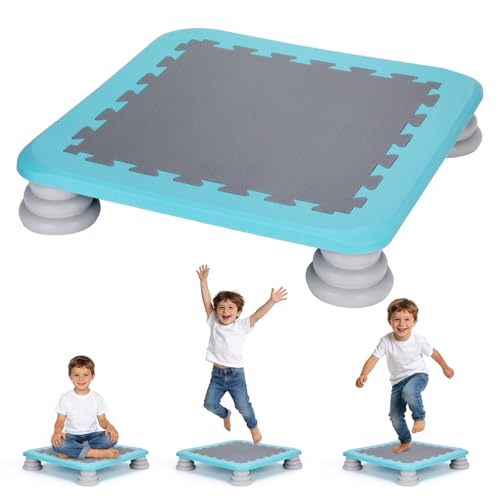 Kids Rebounder Bouncing Board Mini Trampoline for Kids 25 in Sensory Bouncing Board with Non-Slip Base Rebound Jumping Board for Indoor Outdoor Play Autism Sensory Development Ideal Gift