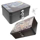 COLLBATH 2 Piezas Caja Organizadora de Hojalata con Tapa y Candado de Cajas Metálicas Vintage para Joyas Almacenamiento Compacto para Anillos Pendientes y Objetos Pequeños