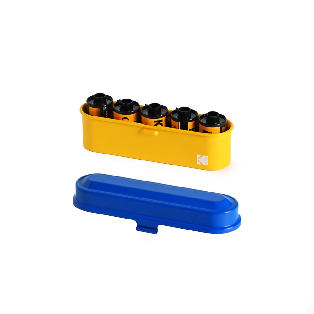 KODAK Film Case Etui na 5 rolek folii 35mm-kompaktowa,stalowa obudowa retro do zabezpieczania rolek folii(azul)(folia nie wchodzi w zakres dostawy)