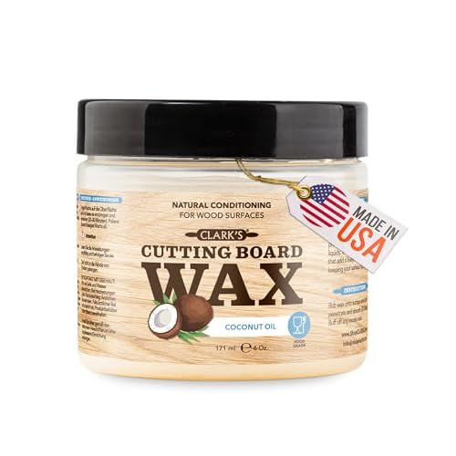 CLARK'S Cutting Board Wax - 2-in-1 Wood Butter & Organic Coconut Oil with Beeswax for Wooden Kitchen Utensils – Butcher Block Conditioner for Charcuterie & Cutting Boards – Made in USA, 6oz