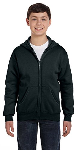 Hanes Boy's ComfortBlend EcoSmart Full Zip Boy's' Hoodie Sweatshirt, Black, M