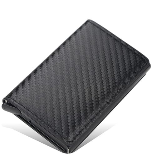 Carteira Slim Anti-Furto, Design Fibra de Carbono, Porta Cartões Moderno