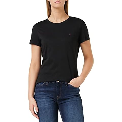 Tommy Hilfiger Camiseta Mujer Heritage Crew Neck Tee, Negro Cover