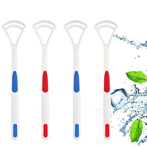 Image of Plastic Tongue Cleaner for Adults and Kids Fights Bad Breath Oral Care Tongue Cleaner, Easy to Use Travel Friendly- Pack of 4
