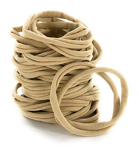 SOFTEST Nylon Baby Headbands for Newborns, Infants, Toddlers, Girls | Bulk Wholesale Set | DIY Ear Loops for Masks | Baby Shower Craft | Super Soft Stretchy Plain Head Bands Nude Elastic  40 pc pack